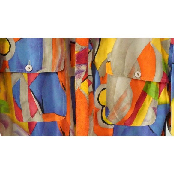 Vintage Silk Dress Abstract Pattern by Pat Argenti Collection Size 12 Pockets Si - Picture 9 of 10